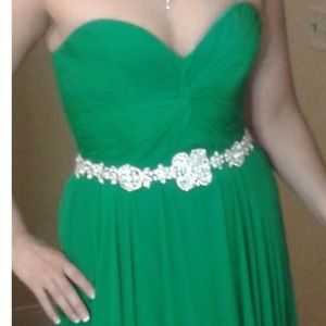 Jovani Emerald green dress with embellished belt size 8